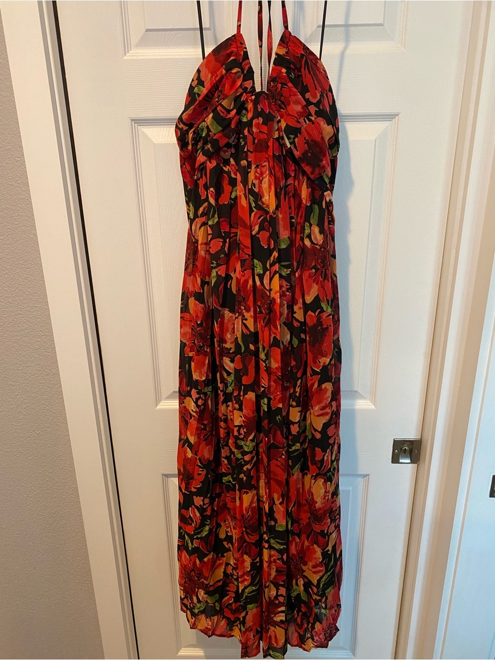 Vici Red Floral Cutout Halter Maxi Dress - Picture 3 of 7